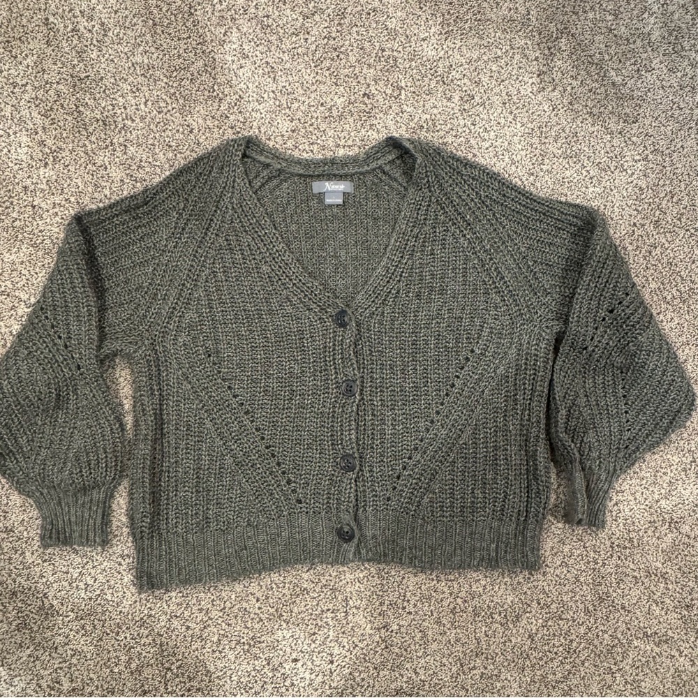Natural Reflections Women’s Olive Cardigan Sweater Size Large